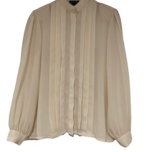 David Matthew Cream Pintuck Blouse Longsleeve Top